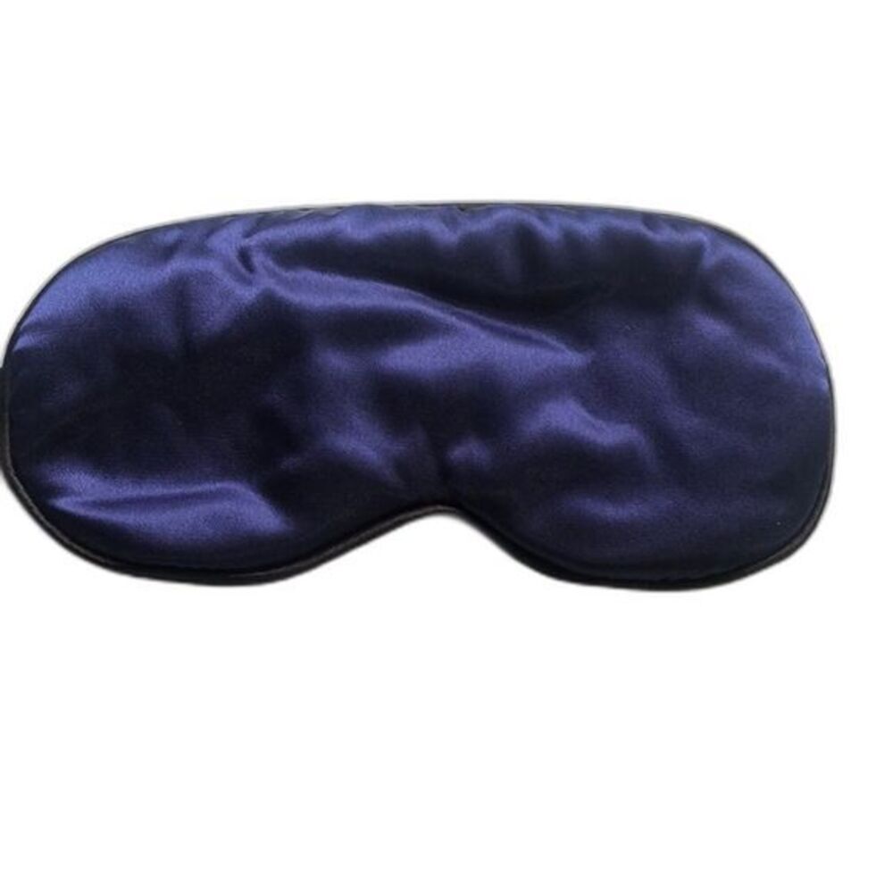 Cooling Eye Mask Cold Compress Light Blocking Sleep Mask Navy‎ Blue Satin Finish